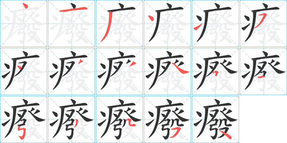 癈字的筆順?lè)植窖菔?></p>
<script src=