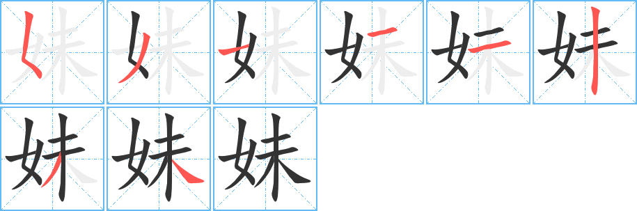 妹字的筆順?lè)植窖菔?></p>
<script src=