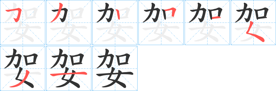 妿字的筆順分步演示