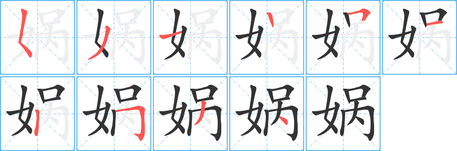 媧字的筆順?lè)植窖菔?></p>
<script src=