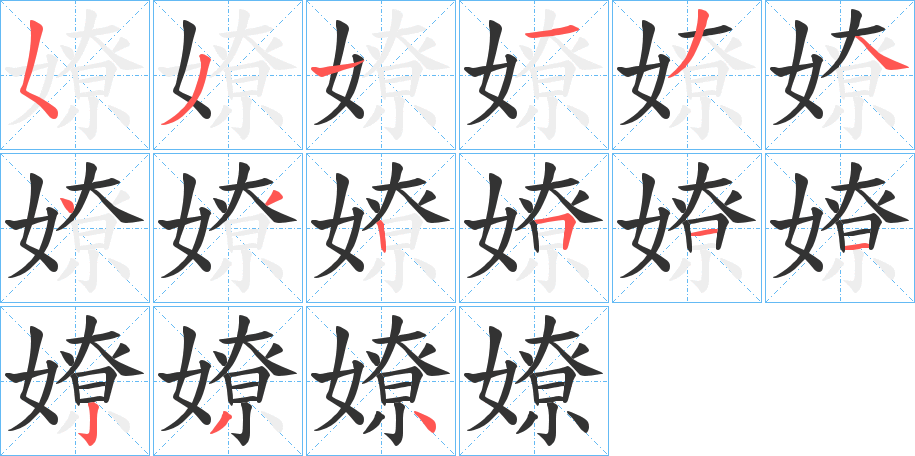 嫽字的筆順?lè)植窖菔?></p>
<script src=