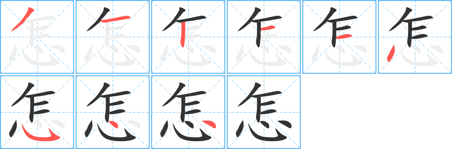 怎字的筆順?lè)植窖菔?></p>
<script src=