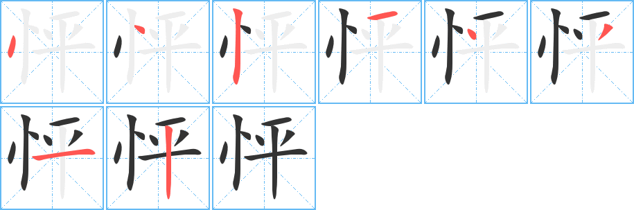 怦字的筆順?lè)植窖菔?></p>
<script src=