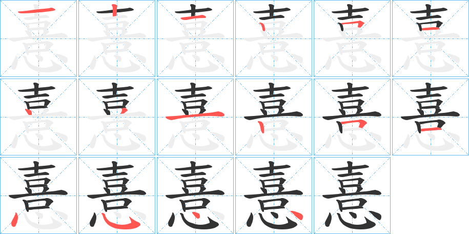 憙字的筆順?lè)植窖菔?></p>
<script src=