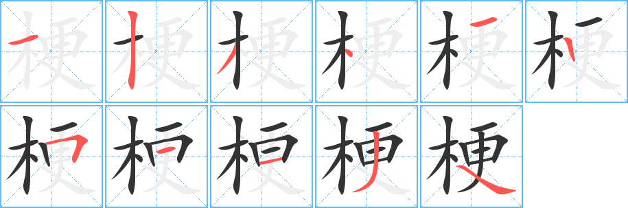 梗字的筆順?lè)植窖菔?></p>
<script src=