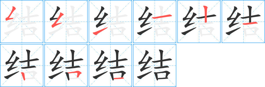 結(jié)字的筆順?lè)植窖菔?></p>
<script src=