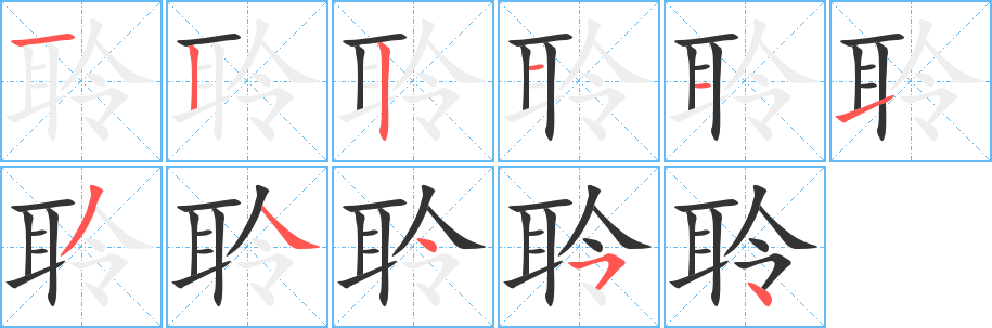 聆字的筆順?lè)植窖菔?></p>
<script src=