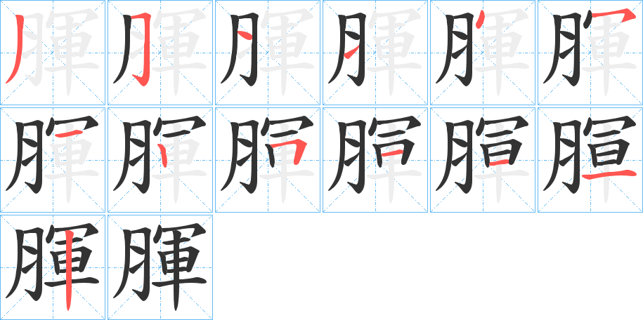 腪字的筆順分步演示