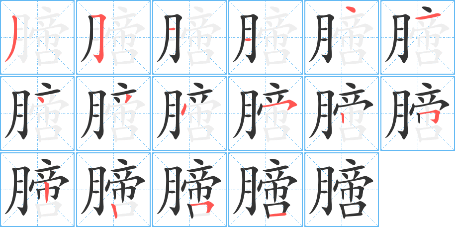 膪字的筆順?lè)植窖菔?></p>
<script src=