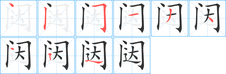 闥字的筆順分步演示