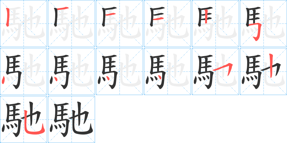 馳字的筆順分步演示