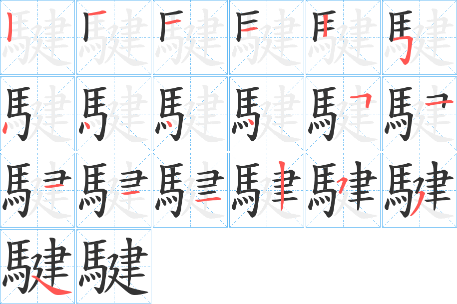 騝字的筆順分步演示
