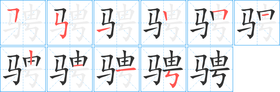 騁字的筆順分步演示