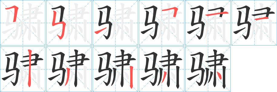 骕字的筆順?lè)植窖菔? /></p>
<script src=