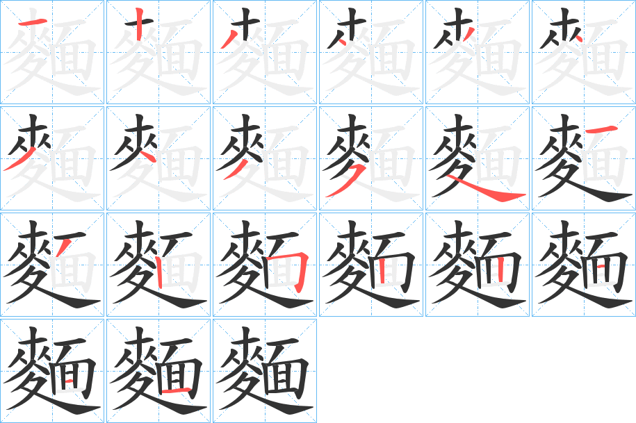 麵字的筆順?lè)植窖菔?></p>
<script src=